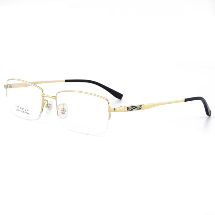 Bclear Men's Semi Rim Square Titanium Eyeglasses 47818 Semi Rim Bclear Gold  