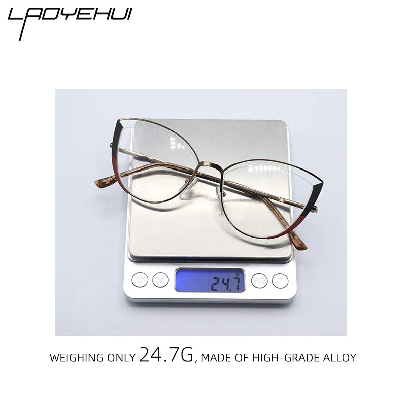 Laoyehui Women's Full Rim Oval Cat Eye Alloy Reading Glasses 1993 Reading Glasses Laoyehui   