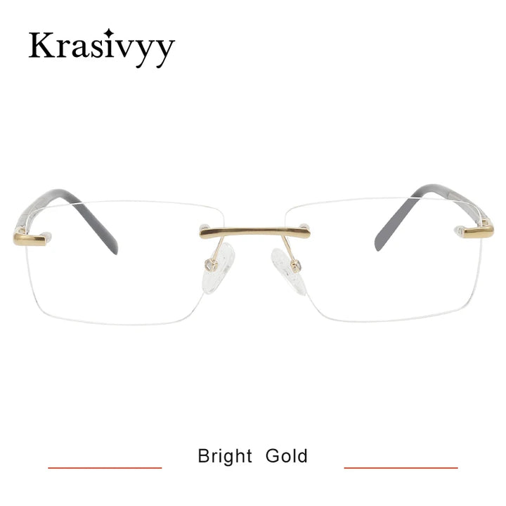 Krasivyy Unisex Rimless Square Spring Hinge Titanium Eyeglasses 316069
