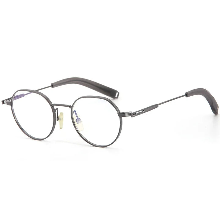 Muzz Women's Full Rim Flat Top Round Titanium Eyeglasses M0101 Full Rim Muzz GRAY  