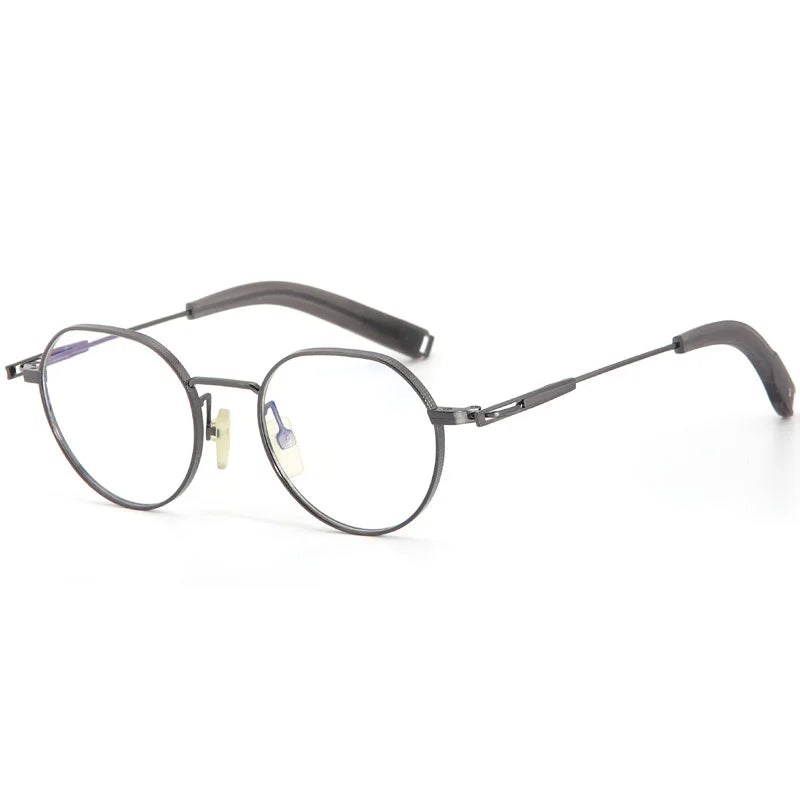 Muzz Women's Full Rim Flat Top Round Titanium Eyeglasses 942101 Full Rim Muzz GRAY