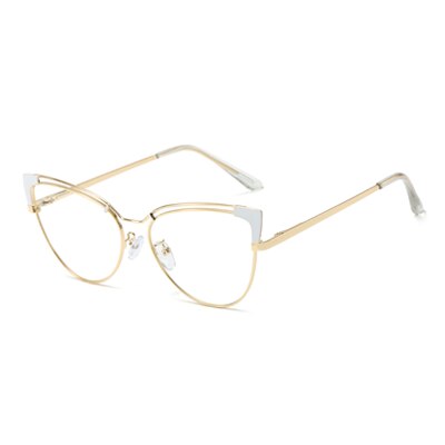 Ralferty  Women's Full Rim Square Cat Eye Eyeglass Alloy Eyeglasses F95636 Full Rim Ralferty C8 White  