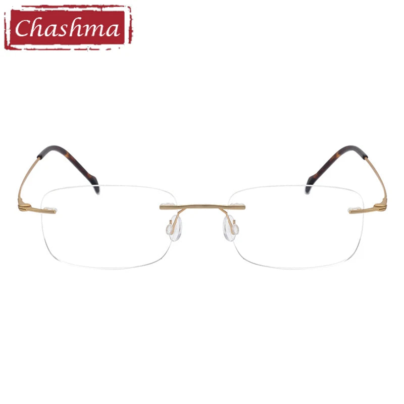 Chashma Unisex Rimless Square Titanium Eyeglasses 16006 Rimless Chashma   