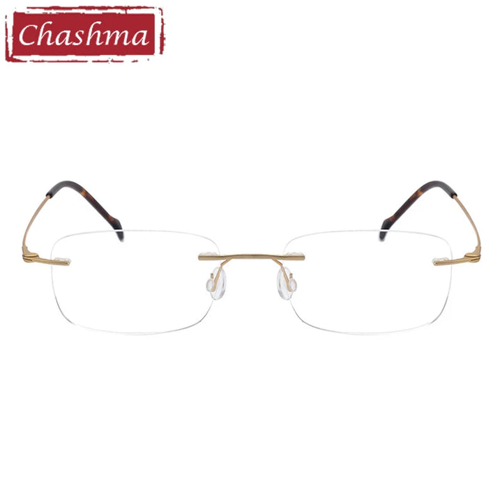 Chashma Unisex Rimless Square Titanium Eyeglasses 16006 Rimless Chashma   