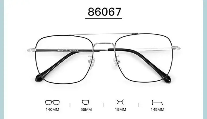 Handoer Unisex Full Rim Square Double Bridge Titanium Alloy Frames 860670 — view 2 | Handoer at FuzWeb