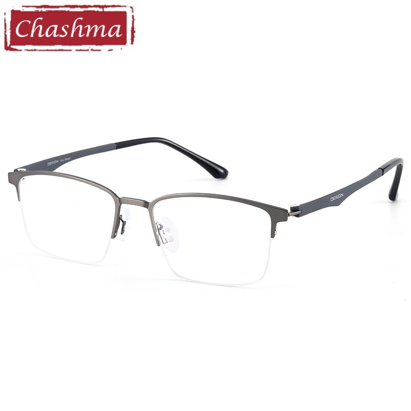 Chashma Men's Semi Rim Square Stainless Steel Eyeglasses 9411 Semi Rim Chashma Gray  
