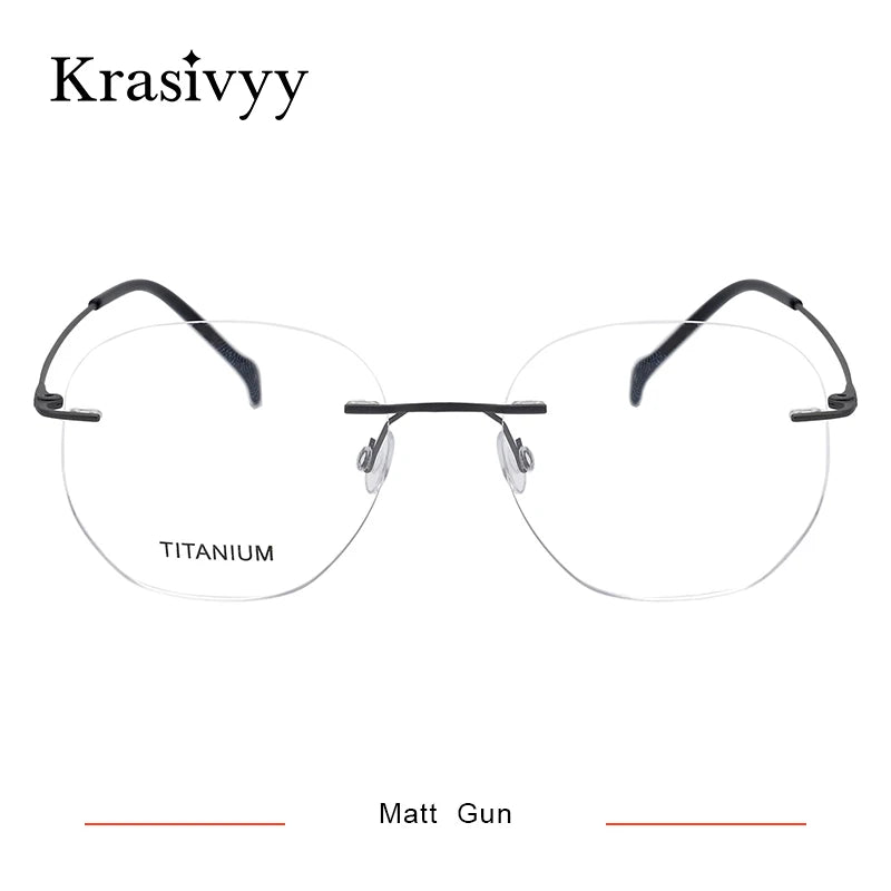 Krasivyy Women's Rimless Polygon Oval Titanium Eyeglasses 315010