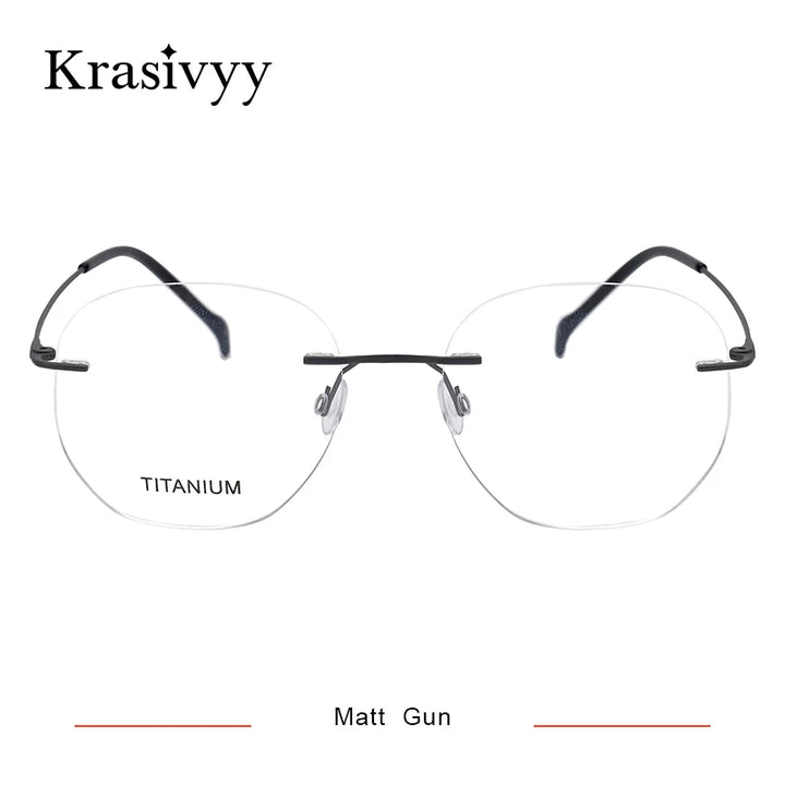 Krasivyy Women's Rimless Polygon Oval Titanium Eyeglasses 315010