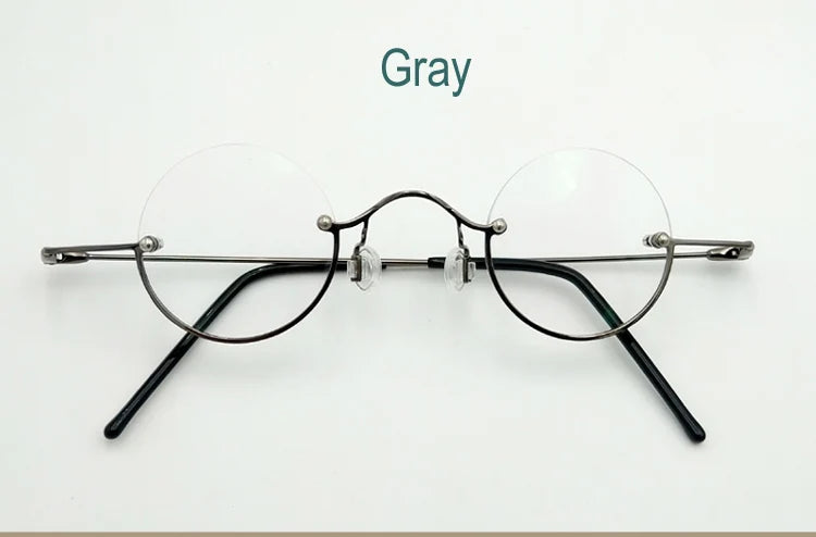 Yujo Unisex Semi Rim Round Alloy Reading Glasses 00736 Reading Glasses Yujo Gray CHINA +100