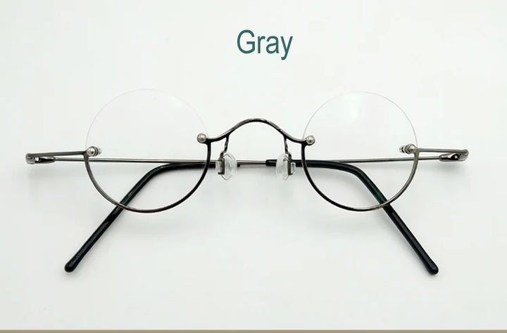 Yujo Unisex Semi Rim Round Stainless Steel Reading Glasses 3636 Reading Glasses Yujo 0 GRAY CHINA