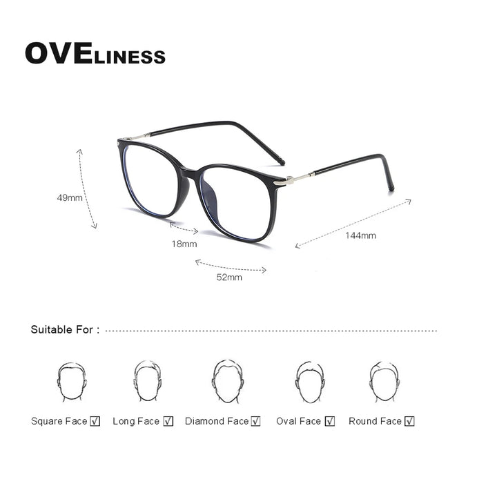 Oveliness Unisex Full Rim Square Tr 90 Titanium Eyeglasses 618137