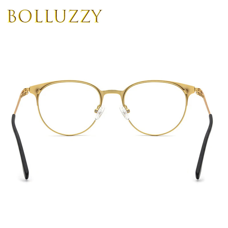 Bolluzzy Unisex Full Rim Round Screwless Alloy PC Eyeglasses 4218 Full Rim Bolluzzy   