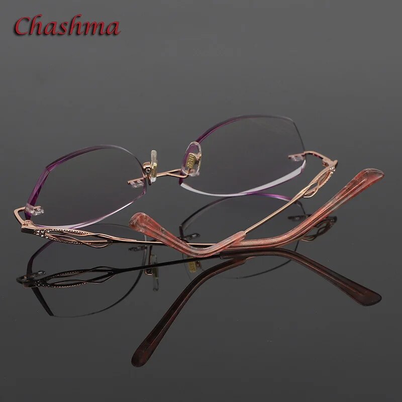 Chashma Ochki Women's Rimless Square Titanium Eyeglasses 5839 Rimless Chashma Ochki   