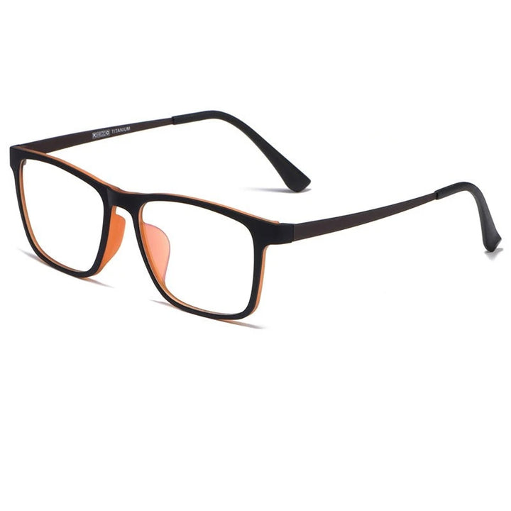 Yimaruili Unisex Full Rim Big Square Tr 90 Titanium Eyeglasses 3068 Full Rim Yimaruili Eyeglasses Black Brown  