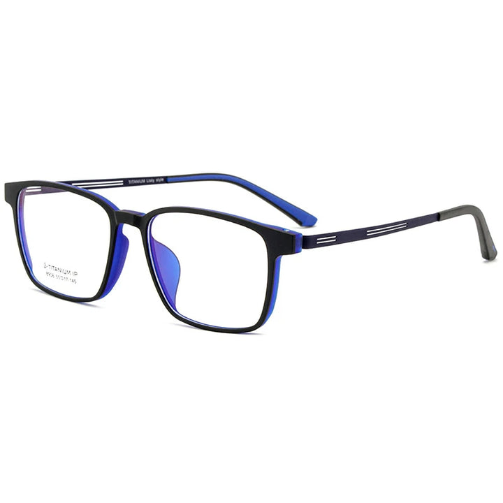 Kocolior Men's Full Rim Large Square Tr 90 Titanium Alloy Eyeglasses 8906 Full Rim Kocolior Black Blue  