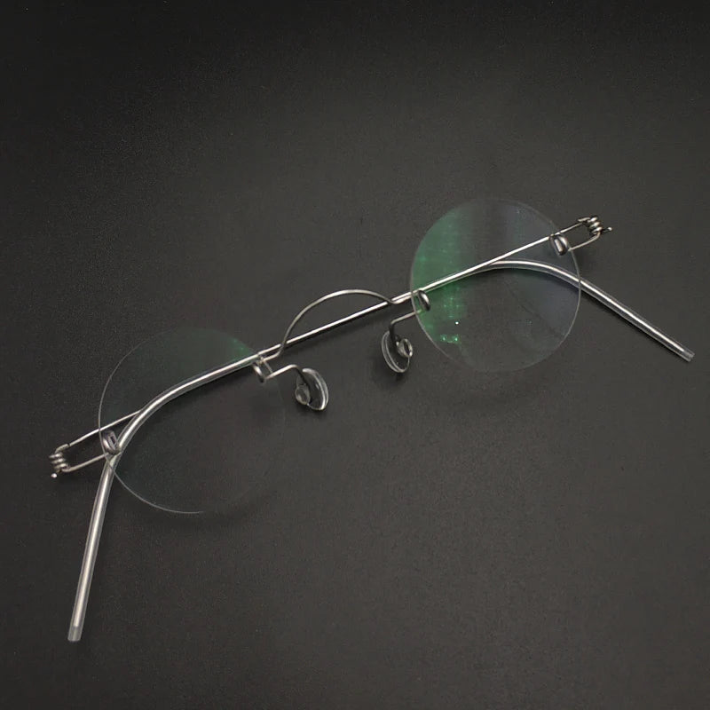 Yujo Unisex Rimless Round Screwless Steel Eyeglasses 23636 Rimless Yujo