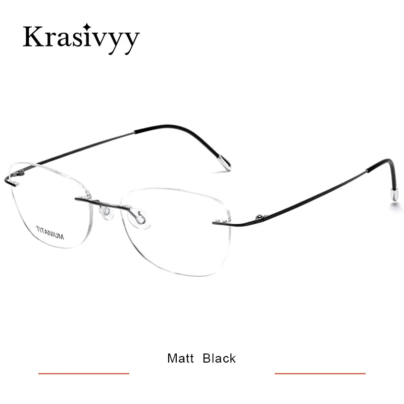 Krasivyy Unisex Rimless Oval Pure Titanium Prescription Eyeglasses KR6013 size chart