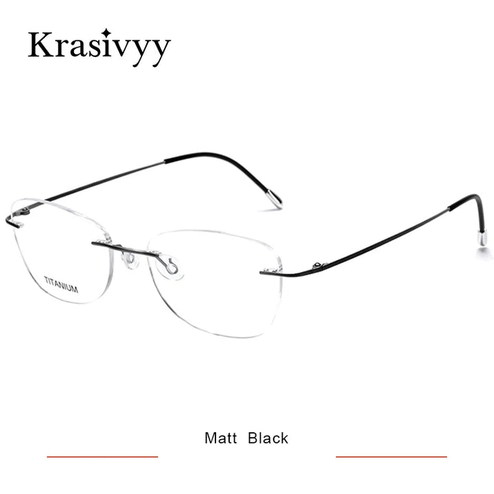 Krasivyy Unisex Rimless Oval Pure Titanium Prescription Eyeglasses KR6013 size chart