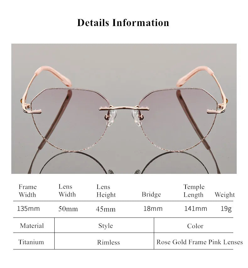 Chashma Ottica Women's Rimless Flat Top Oval Titanium Eyeglasses 99101 Rimless Chashma Ottica