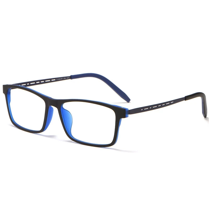 Kocolior Unisex Full Rim Square Tr 90 Titanium Eyeglasses 0822 Full Rim Kocolior Black Blue  