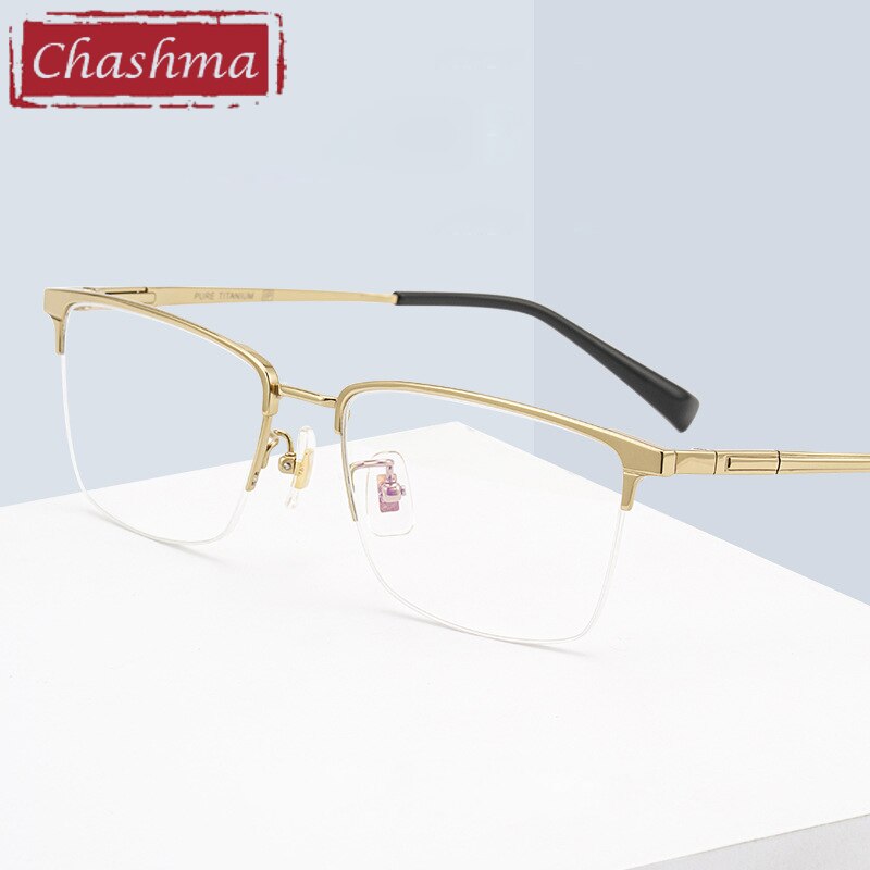 Chashma Men's Semi Rim Square Titanium Eyeglasses 226186 Semi Rim Chashma   