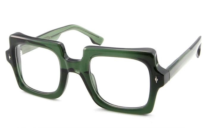 Esnbie Women's Full Rim Big Flat Top Square Acetate Eyeglasses 13601 Full Rim Esnbie eyeglasses GREEN  