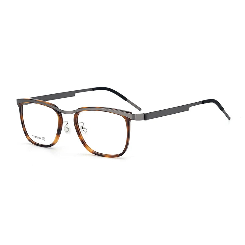 Aimee Men's Unisex Full Rim Square Titanium Acetate Eyeglasses 9908 Full Rim Aimee Tortoise  