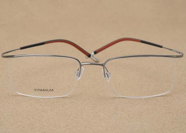 Eleccion Unisex Semi Rim Brow Line Titanium Eyeglasses 13818 Semi Rim Eleccion C1. Gray Frame