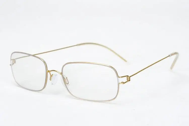 Aimee Unisex Full Rim Square Screwless Titanium Eyeglasses 19455 Full Rim Aimee Golden  