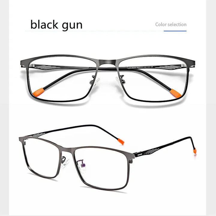 Kocolior Unisex Full Rim Square Alloy Hyperopic Reading Glasses 8835 Reading Glasses Kocolior Black Gun 0 