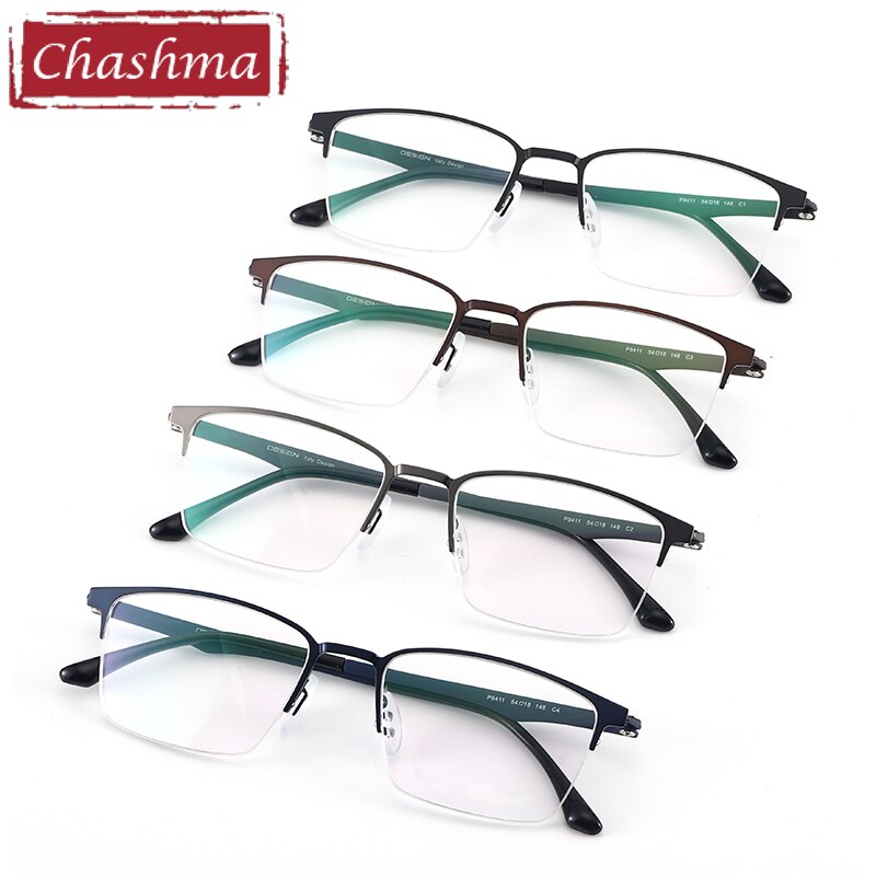 Chashma Men's Semi Rim Square Stainless Steel Eyeglasses 9411 Semi Rim Chashma   