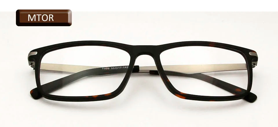 Esnbie Unisex Full Rim Square Acetate Titanium Eyeglasses 20091 Full Rim Esnbie eyewear tortoi  