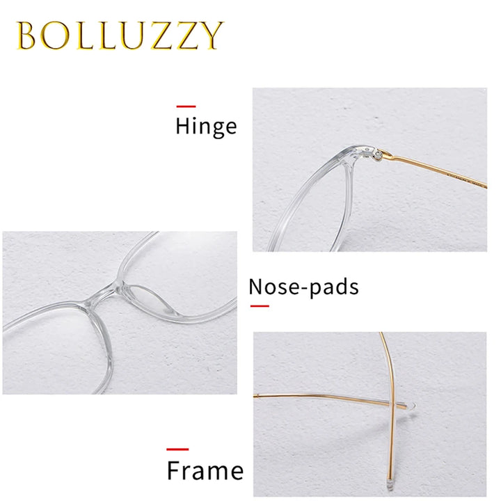 Bolluzzy Women's Full Rim Square Tr 90 Titanium Eyeglasses 5118 Full Rim Bolluzzy   