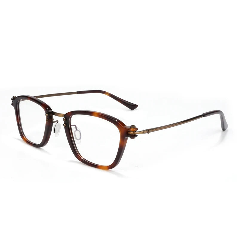 Aimee Unisex Full Rim Square Titanium Acetate Eyeglasses 5880 Full Rim Aimee Tortoise  