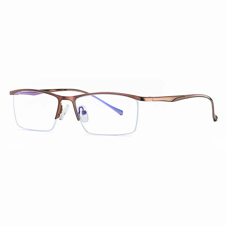 Hotochki Mens Semi Rim Rectangle Alloy Eyeglasses 5910 Semi Rim Hotochki Brown  