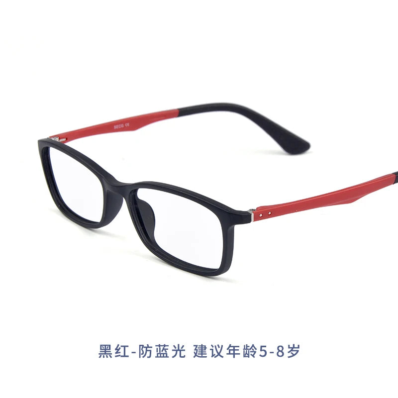 Secg Unisex Children's Full Rim Square PPSU Silicone Eyeglasses 2829 Full Rim Secg Little black red  