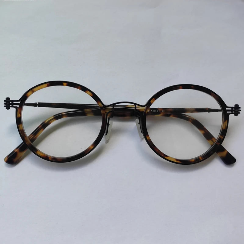 Aimee Unisex Full Rim Round Acetate Titanium Eyeglasses 49148