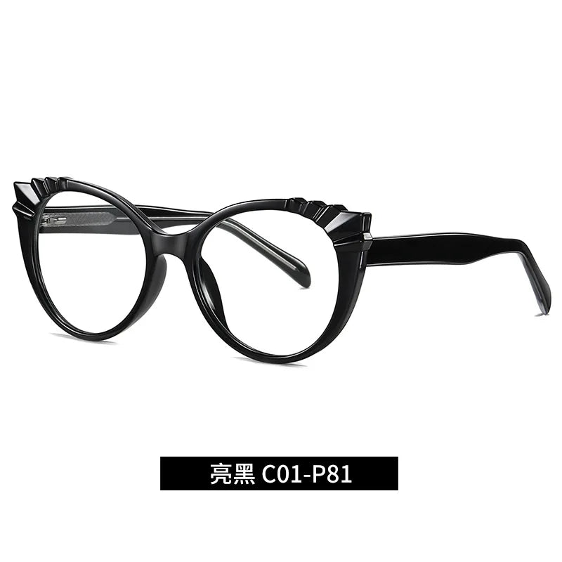 Reven Jate Unisex Full Rim Oval Cat Eye Tr 90 Alloy Eyeglasses 3510 4