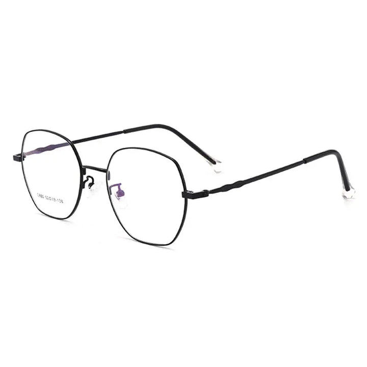 Hotony Unisex Full Rim Polygon Alloy Spring Hinge Eyeglasses H880 Full Rim Hotony black  