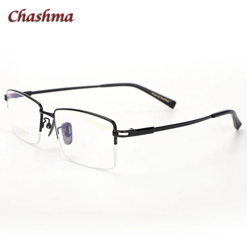 Chashma Ochki Men's Semi Rim Square Titanium Eyeglasses 42022