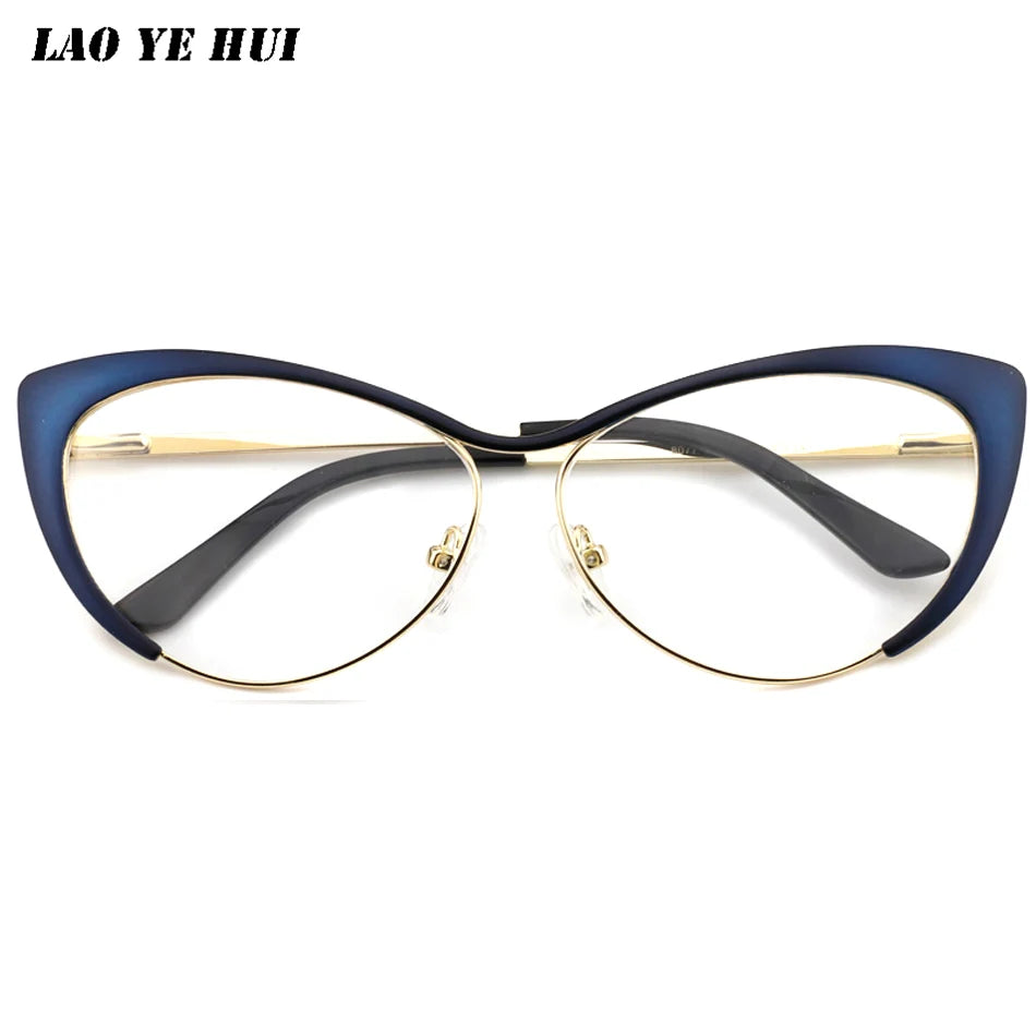 Laoyehui Women's Full Rim Myopic Cat Eye Reading Glasses 80771 Reading Glasses Laoyehui Blue -325 