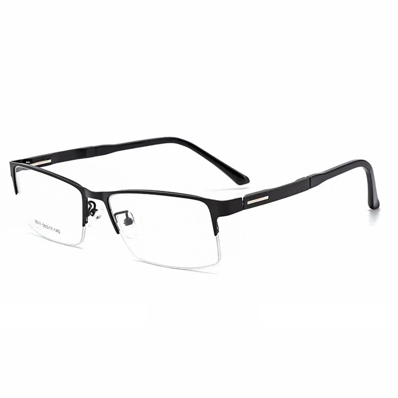 Hotochki Men's Semi Rim Square Browline Alloy Eyeglasses 949511 Semi Rim Hotochki black