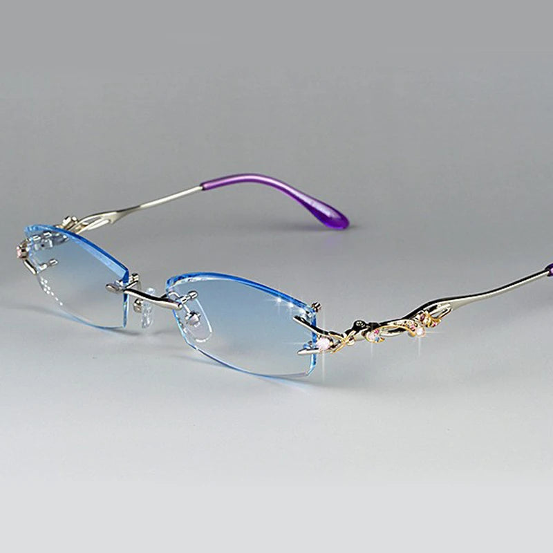 Chashma Ochki Women's Rimless Square Oval Titanium Eyeglasses 80361 Rimless Chashma Ochki   