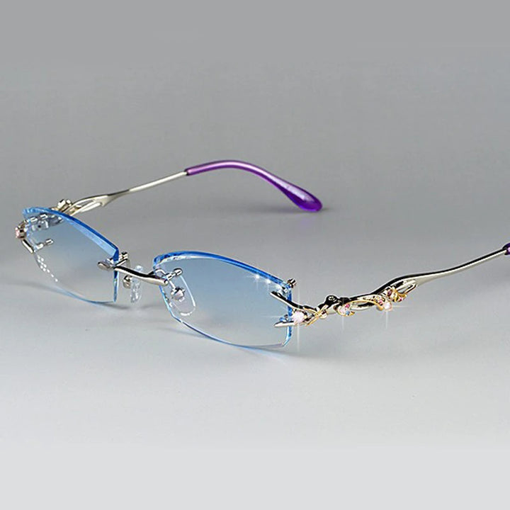 Chashma Ochki Women's Rimless Square Oval Titanium Eyeglasses 80361 Rimless Chashma Ochki   