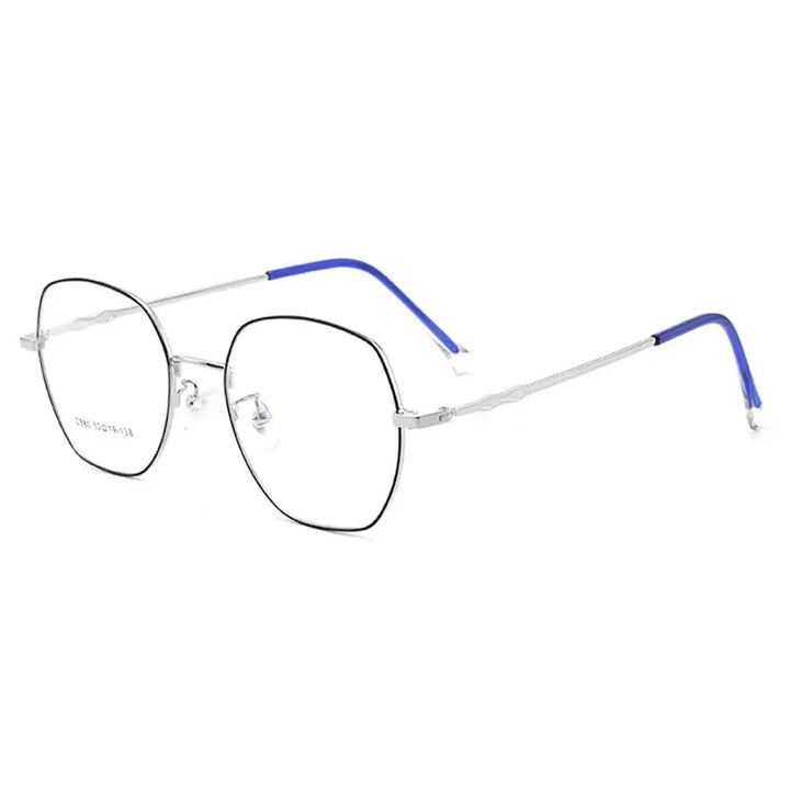 Hotony Unisex Full Rim Polygon Alloy Spring Hinge Eyeglasses H880 Full Rim Hotony Black Silver  