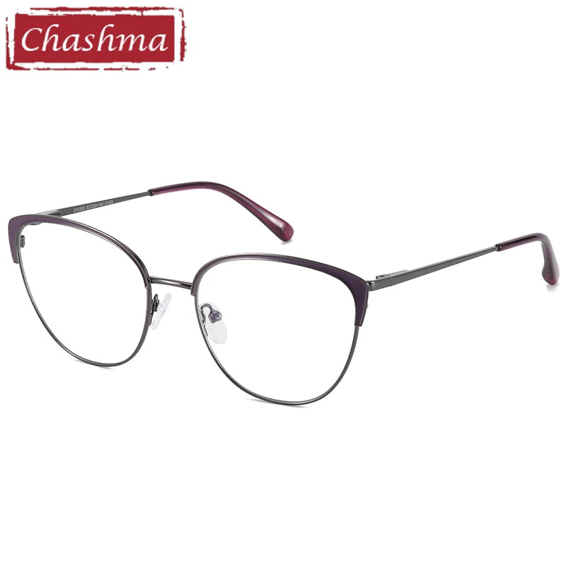 Chashma Women's Full Rim Oval Cat Eye Alloy Eyeglasses 310393 Full Rim Chashma Gray Purple  