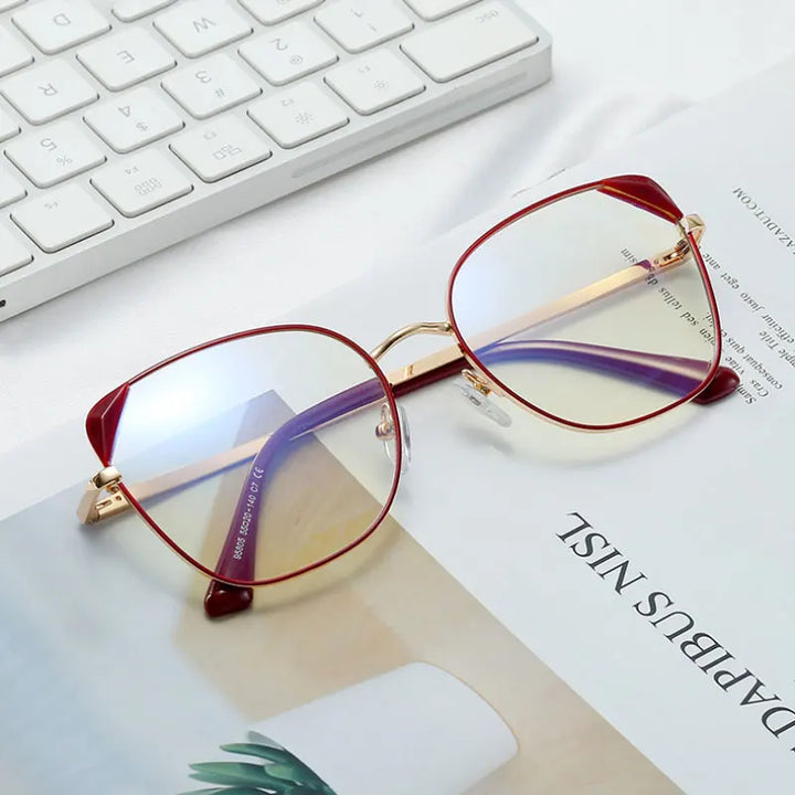 Hotony Women's Full Rim Square Cat Eye Tr 90 Alloy Eyeglasses 958054