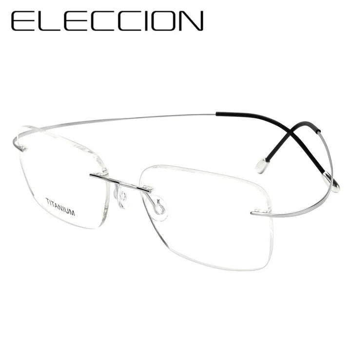 Eleccion Unisex Rimless Square Screwless Titanium Eyeglasses 16016 Rimless Eleccion