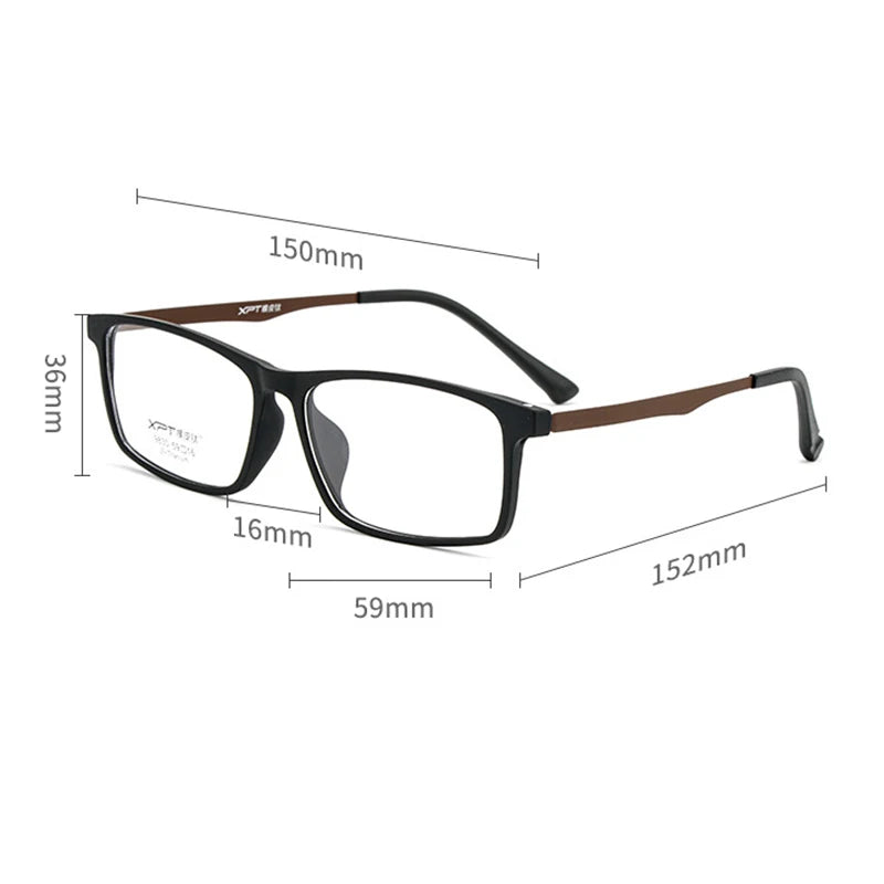 Hotony Unisex Full Rim Big Square Tr 90 Titanium Eyeglasses 89830