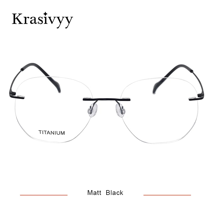 Krasivyy Women's Rimless Polygon Oval Titanium Eyeglasses 315010